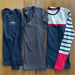 Bundle of Tommy Hilfiger Long Short Sleeve T-Shirts White Navy Red Stripes Spots